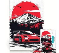 1000 Piece Adult Puzzles Car Mountain Fuji Sunset Fine Edge Craft Cognitive Game Toy Relax Game Play Christmas Wall Art (38x26cm)