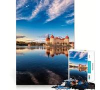 1000 Piece Adult Puzzles Castle 'Schloss Moritzburg', Germany Tight Fit Piece Logic Game Play Cozy Fun Time Birthday Fun Gift (38x52cm)