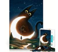 1000 Piece Adult Puzzles Cat And The Magic Moon Tight Fit Piece Logic Game Play Cozy Fun Time Birthday Fun Gift (38x26cm)