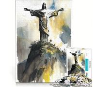 1000 Piece Adult Puzzles Christ The Redeemer, DIY Toys, Train Your Brain And Hands, with Matching Poster And Trivia Sheet 38x52cm