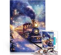 1000 Piece Adult Puzzles Christmas Train in Winter Staycation Kill time 50x75cm Unique Birthday and Gifts for 14+