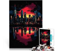 1000 Piece Adult Puzzles Cityscape Sunset Reflection Spiele Spielzeug Geschenk Geschenke für Freunde und Familie75x50cm