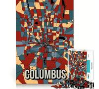 1000 Piece Adult Puzzles Columbus Ohio City Map Perfect Edge Play Mental Focus Game Slow Play Fun Birthday Art Gift (38x52cm)