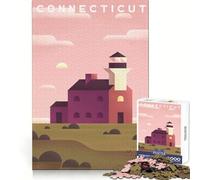 1000 Piece Adult Puzzles Connecticut Exact Cut Art Thinking Skill Game Leisure Play Fun Christmas Wall Art (38x26cm)