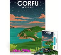 1000 Piece Adult Puzzles Corfu Enchanted Night Perfect Edge Play Mental Focus Game Slow Play Fun Birthday Art Gift (38x26cm)