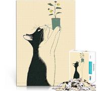 1000 Piece Adult Puzzles Curious Cat and Plant Pädagogisches Spielzeug zum Stressabbau Geburtstagsgeschenk75x50cm