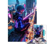 1000 Piece Adult Puzzles Cyberpunk Cityscape with Female Figure Help The Brain Exercise Home Decoration Educational Toy for And from 14 Years And over (38x26cm)