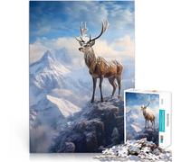 1000 Piece Adult Puzzles Deer Sunset Mountains Spielzeug für die ganze Familie mit passendem Poster und Quizblatt52x38cm