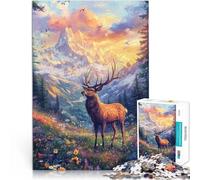 1000 Piece Adult Puzzles Deer With Flowers~ Precision Cut 38x52cm for is ideal as a gift for the whole family for and Age 14 Years Up