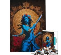 1000 Piece Adult Puzzles Divine Kali Goddess with Knife Challenging To Complete Staycation Kill Time Anti-Stress Toys Suitable for People Aged 14 And Above (38x26cm)