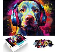 1000 Piece Adult Puzzles dog listening to music Puzzle Educational Games 26x38cm with Matching Poster and Trivia Sheet for 14 year olds