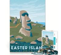 1000 Piece Adult Puzzles Easter Island Travel Print Flawless Cut Fun Focus Game Gift Free Play Game Birthday Fun Gift (38x26cm)