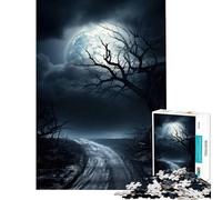 1000 Piece Adult Puzzles Eerie Moonlight Road for Educational Game Challenge Toy Relaxing Games Birthday Present Art Work Gifts (Size 38x52cm)