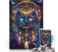 1000 Piece Adult Puzzles Fantasy magic cat Made of wood，for and from 14 years and over unique challenge game A work of art。size：50x75cm/14.96x20.47inch