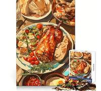 1000 Piece Adult Puzzles Festive Food Feast Illustration Exact Cut Art Thinking Skill Game Leisure Play Fun Christmas Wall Art (38x52cm)