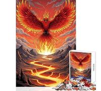 1000 Piece Adult Puzzles Fiery Phoenix Rising Above Lava River Practical Game Analysis And Logic Anti-Stress Toys Suitable for Desktop Decoration (38X26CM)