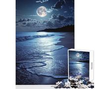 1000 Piece Adult Puzzles Full Moon Beach Educational Toy Gifts for Women Men Hands-on Game Artists' Collection, Fine Arts size 38x26cm