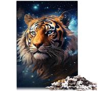 1000 Piece Adult Puzzles Galaxies Tigers Interesting Stress Reduction Jigsaw Puzzles 26x38cm with Matching Poster and Trivia Sheet