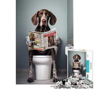 1000 Piece Adult Puzzles German Pointer on Toilet Fun Games Addictive Toys to Cultivate Patience Great Gifts And Toys Home Decoration (Size 38x52cm)