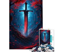 1000 Piece Adult Puzzles Glowing Sword in Enchanted Forest Help The Brain Exercise Home Decoration Educational Toy for And from 14 Years And over (50x75cm)