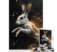 1000 Piece Adult Puzzles Hare in Motion with Golden Splashes Strengthen Family Connection Time Perfect Christmas Season Gifts Idea (38x52cm)