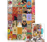1000 Piece Adult Puzzles hippie patchwork art Hands-on Game 50x75cm Fun at Home Activities, Birthday Present,Travel Gifts, for and Age 14 Years Up
