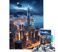 1000 Piece Adult Puzzles Hong Kong China Skyline Difficult And Challenge Analysis And Logic Brain Teaser Game for And 14 Years And over (38x26cm)
