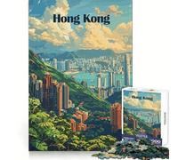1000 Piece Adult Puzzles Hong Kong Cityscape Illustration Clean Fit Decor Mind Exercise Toy Quiet Time Game Birthday Mind Gift (50x75cm)