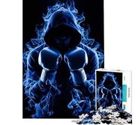 1000 Piece Adult Puzzles Hooded Boxer with Blue Flame Aura for Educational Game Challenge Toy Educational Games A Work of Art Art Work Gifts (Size 38x26cm)