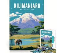 1000 Piece Adult Puzzles Kilimanjaro National Park Perfect Edge Play Mental Focus Game Slow Play Fun Birthday Art Gift (38x52cm)