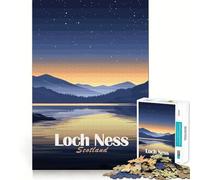 1000 Piece Adult Puzzles Loch Ness, Scotland at Night Flawless Cut Fun Focus Game Gift Free Play Game Birthday Fun Gift (50x75cm)