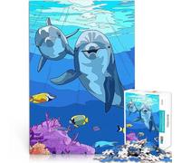 1000 Piece Adult Puzzles Love Dolphins Anspruchsvoll, aber lustig und humorvoll Künstlersammlung, Bildende Kunst75x50cm