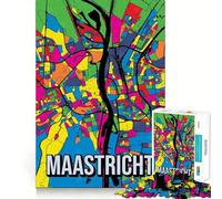 1000 Piece Adult Puzzles Maastricht Netherlands Pop Art City Map Flawless Cut Fun Focus Game Gift Free Play Game Birthday Fun Gift (50x75cm)