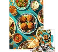1000 Piece Adult Puzzles Middle Eastern Feast Still Life Brain Intelligence Challenge Addictive Toys Family Games Home Decoration Great Gifts (size 50x75cm)