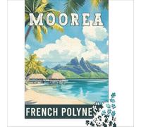 1000 Piece Adult Puzzles Moorea in French Polynesia | Analysis and logic Difficult and Challenge Unique gifts for birthday and Christmas 38x26cm