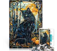 1000 Piece Adult Puzzles Mystical Cat in Glass Family Game Stress Reliever Difficult Challenge Great Gift for Games 26x38cm