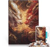 1000 Piece Adult Puzzles Mythical Beasts Clashing Amid Golden Flames Präzisionsschnitt Geschenkideen52x38cm