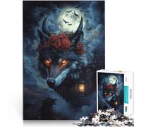 1000 Piece Adult Puzzles Ominous Wolf Made of cardboard for and from 14 years and over educational challenge Fun activities at home, birthday gifts, travel gifts。size：38x52cm/14.96x20.47inch