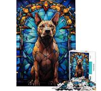 1000 Piece Adult Puzzles Pit Bull Dog Stained Glass Help The Brain Exercise Home Decoration Educational Toy for And from 14 Years And over (50x75cm)