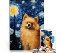 1000 Piece Adult Puzzles Pomeranian Starry Night Herausforderndes Spielspielzeug Geeignet für die Schreibtischdekoration38x26cm
