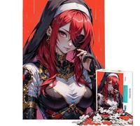 1000 Piece Adult Puzzles Red-Haired Nun with Eyepatch Help The Brain Exercise Home Decoration Educational Toy for And from 14 Years And over (38x52cm)
