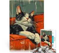 1000 Piece Adult Puzzles Retro Tuxedo Cat Sleeping Challenging Game and Family Play 50x75cm Gift For Birthdays for 14+