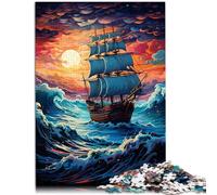 1000 Piece Adult Puzzles sailing boat at sunset Interesting Stress Reduction Jigsaw Puzzles 26x38cm gifts for friends and family