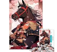 1000 Piece Adult Puzzles Samurai Horse Cherry Blossom Difficult And Challenge Analysis And Logic Brain Teaser Game for And 14 Years And over (38x52cm)