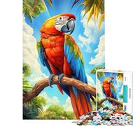 1000 Piece Adult Puzzles Scarlet Macaw on Branch Help The Brain Exercise Home Decoration Educational Toy for And from 14 Years And over (50x75cm)