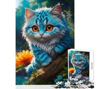 1000 Piece Adult Puzzles Smiling Cat on The Rocks Practical Game Analysis And Logic Anti-Stress Toys Suitable for Desktop Decoration (38X52CM)