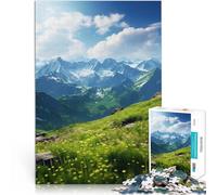 1000 Piece Adult Puzzles Spring Mountains - Blossom-Draped Summit Entspannungsspiele Tolles Geschenk für Spiele52x38cm