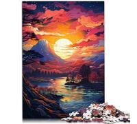 1000 Piece Adult Puzzles sunset at Mount Fuji Puzzle Educational Games 26x38cm with Matching Poster and Trivia Sheet for teenager Age 14+