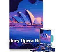 1000 Piece Adult Puzzles Sydney Opera House at Night Tight Fit Piece Logic Game Play Cozy Fun Time Birthday Fun Gift (38x52cm)