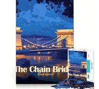 1000 Piece Adult Puzzles The Chain Bridge Budapest Illustration Tight Fit Piece Logic Game Play Cozy Fun Time Birthday Fun Gift (50x75cm)